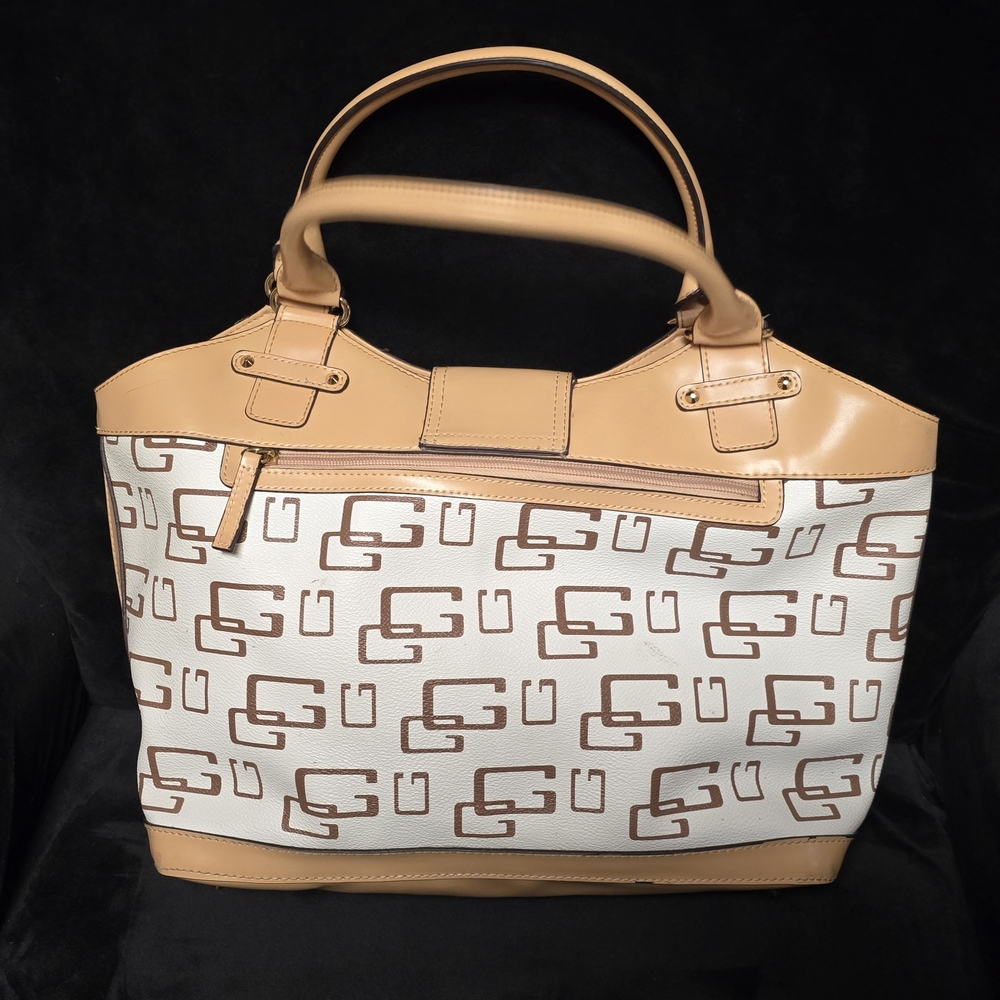 Guess Tan and White Logo Tote - Picture 5 of 9